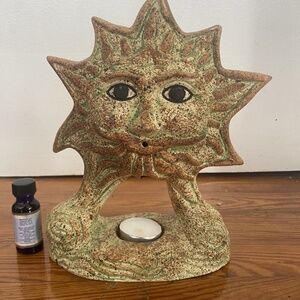 SUN CERAMIC OIL WARMER, OIL BURNER, AND CANDLE, NEW